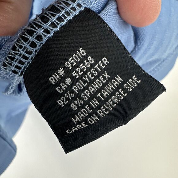 Straight Down Polo Shirt Mens Large Blue Striped Classic Short Sleeves - Picture 5 of 8